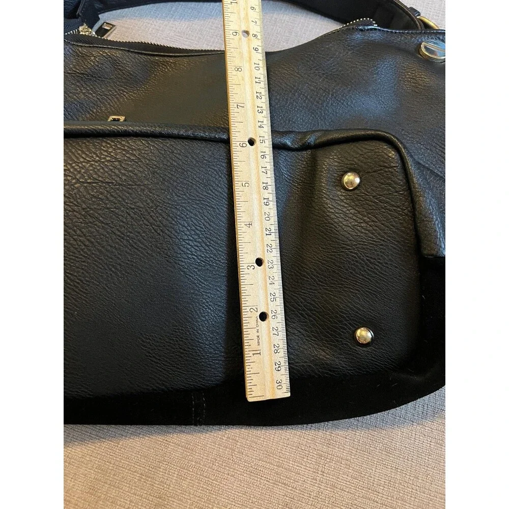 Nico Louise Shoulder Bag Womens One Size Black Hobo Pebbled Suede Gold Hardware